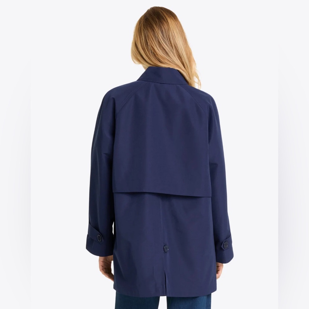 Draper James Navy Button-Front Trench Coat - Picture 2 of 12